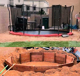 Inground, in-ground trampoline installation